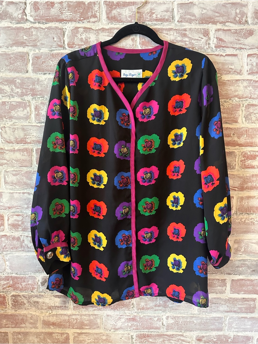 70s 80s Vintage Gay Boyer Andy Warhol Inspired Blouse